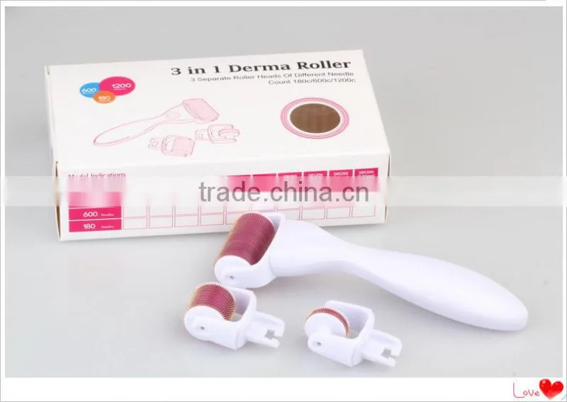 2015 newest 180/600/1200pins 3 in 1 derma roller