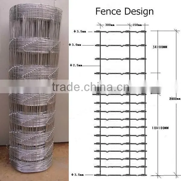 Ranch Woven Field Fence 2.5mm diameter cattle wire fence 1.2m high galvanized surface livestock fencing