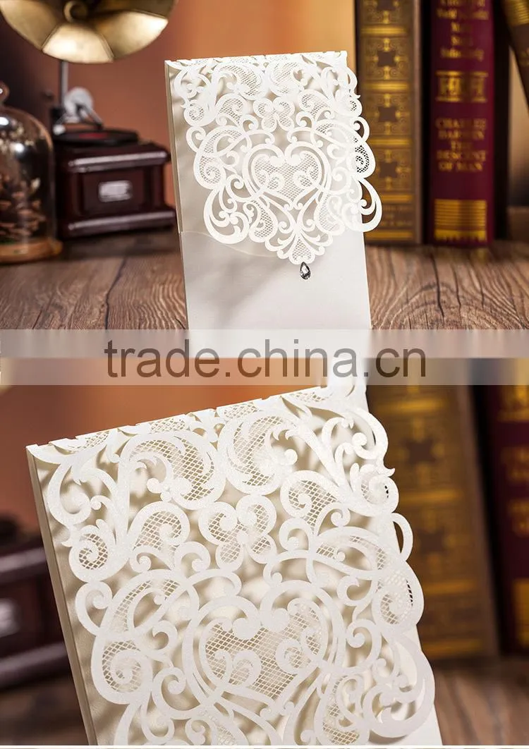 2015 Hot sell laser cut hollow wedding invitation card