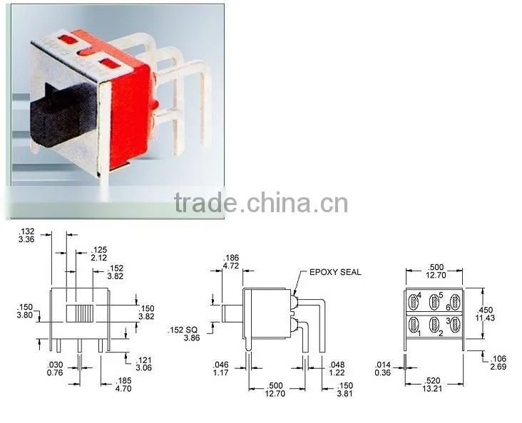 Slide switch DPDT