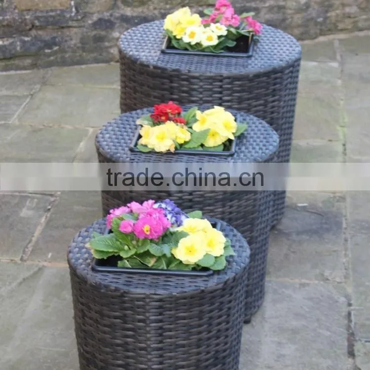 S&D China Products Large Size pe ratatn round garden decoration black wicker garden pots and planters