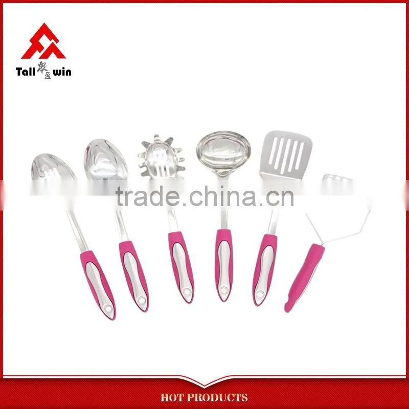 hot 4pcs stainless steel kitchen utensil with red pp handle food-grade kitchenware sets