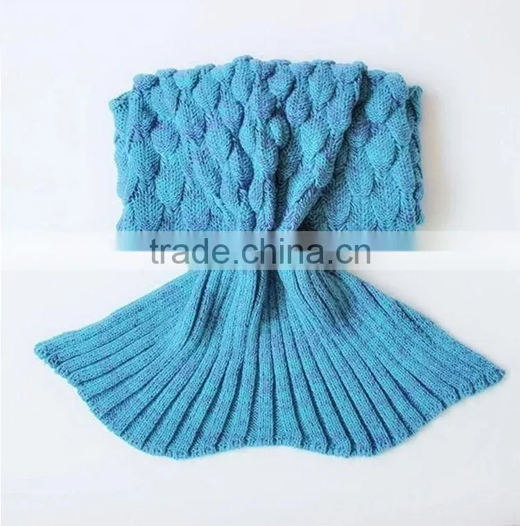 Wholesale custom various colors knitted mermaid tail blanket for children