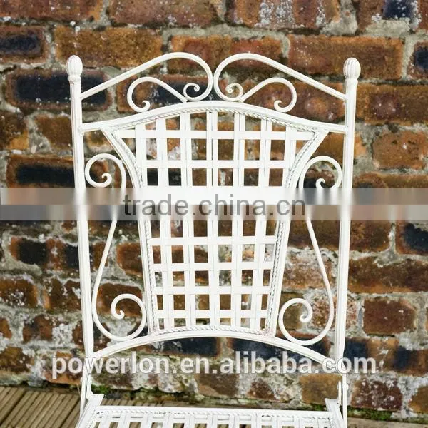 Wrought iron folding chair anti white color vintage style