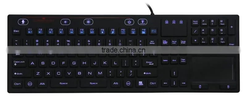 106 keys silicone Backlit Keyboard with Touchpad JH-IKB110BL IP68 waterproof keyboard