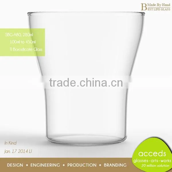 Mouthblown Pyrex Glass Tumbler With Round Bottom