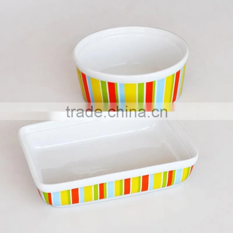 2pcs bake dish set,stoneware with decal