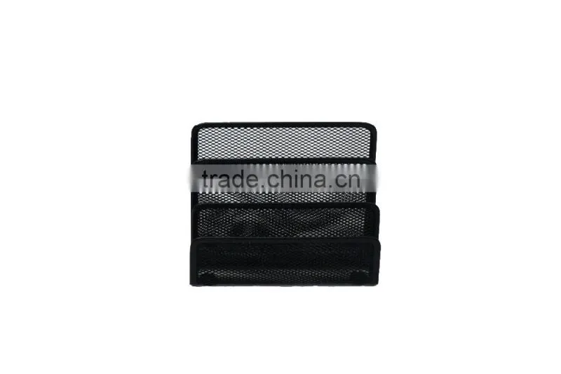 3 Divided Metal Mesh Desktop Paper And Letter Holder