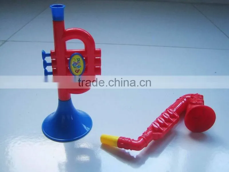 plastic musical toy set trumpet + saxophone toys for kids, plastic trumpet and saxophone