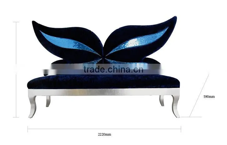 fancy fun Romantic high back decoration leisure chair butterfly green velvet wedding chair hotel photo studio shop window chair