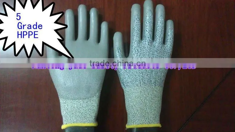 Cut Resistance Gloves and Grey PU Palm Coated