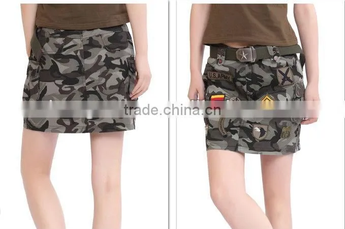 Fashionable Military Camouflage Cotton Ladies Skirt