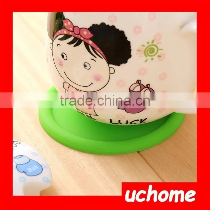 UCHOME 2016 New Colorful Button Shape Silicone Cup Mat/Coaster