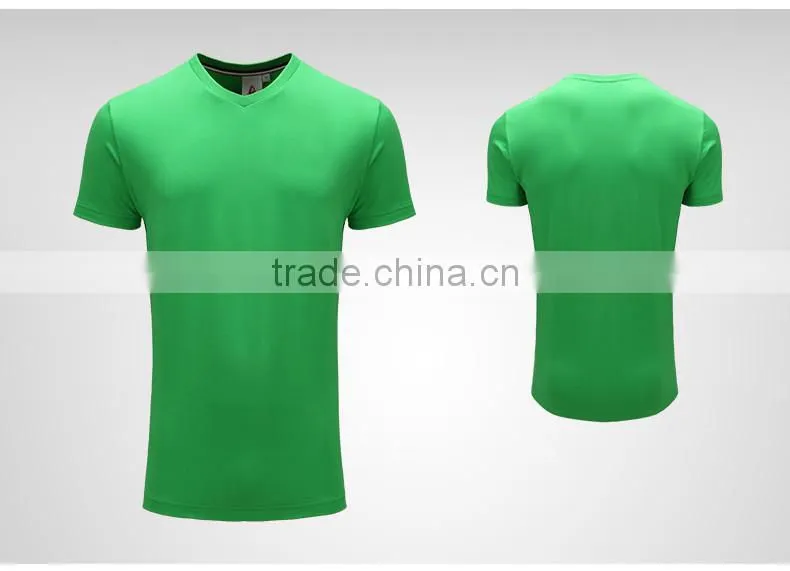 V Neck Fashion Tee Sportswear White Plain Dyed Man Blank Custom Embroidery T-Shirt