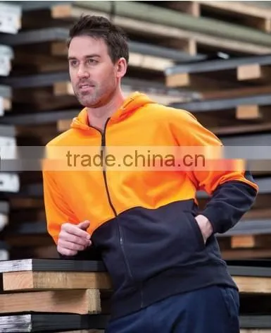 Custom contrast colors for safety hoodies workwear uniform mens hi vis pullover