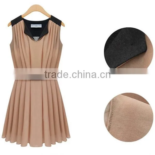 HD-D78 new design OEM factory V-neck women dresses/casual short chiffon dress/party dress