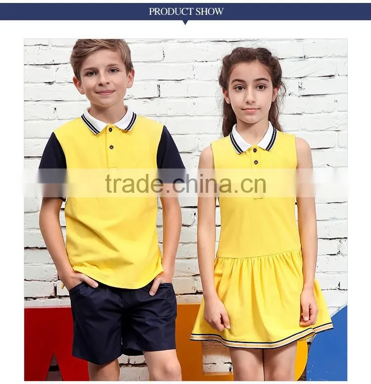 New Design Kindergarten Short Sleeve Polo Shirt With Pants And Skirt
