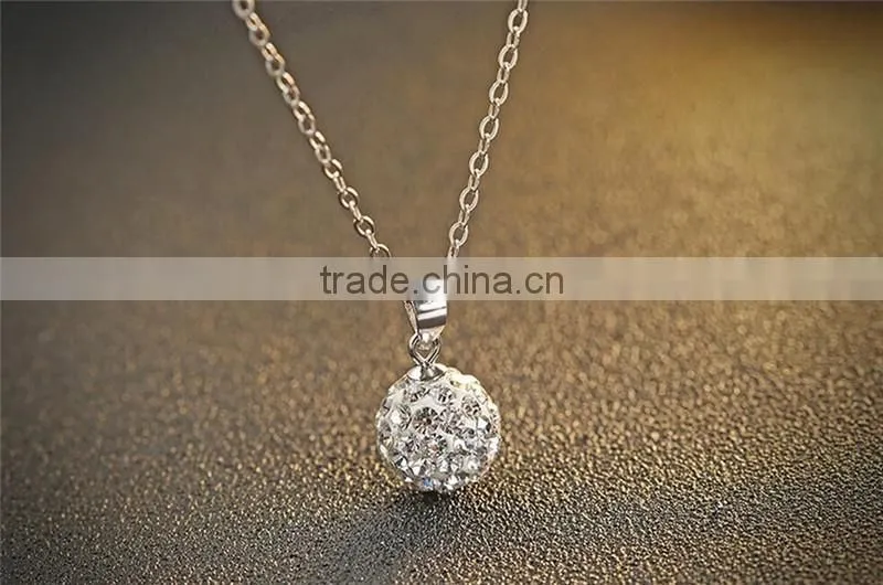 925 sterling silver fresh rhodium plated ball shape pendant necklace