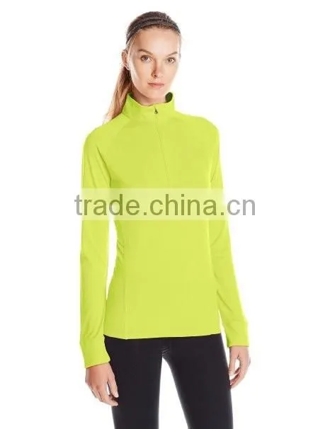 ultra-light 100% Polyester spandex imported Women's Tech 1/4 Zip fitness pullover Half-zip top jacket