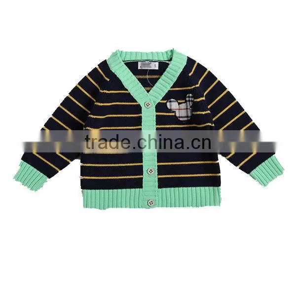 Contrast color trim baby cotton sweater cardigan