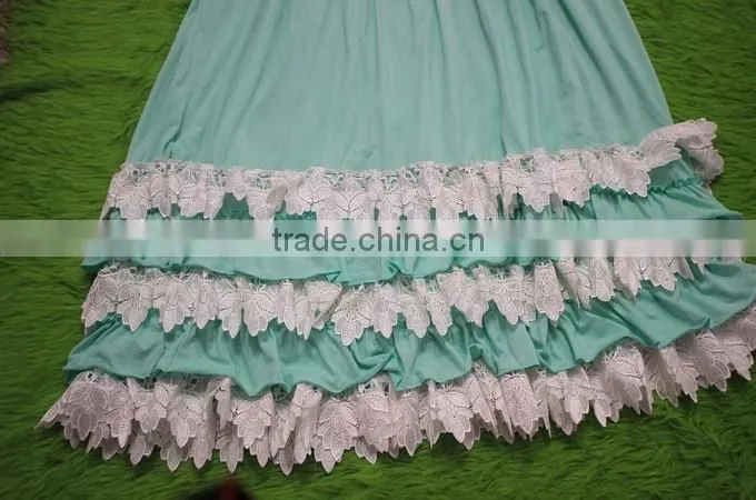 Girl Mint Green Party Dresses Child Cotton Frocks Design Children Ruffle Matching Dresses Toddler Girl Clothing Family