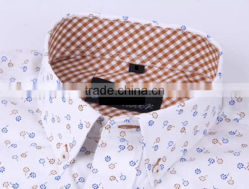 2017 Contrast collar and cuff slim fit mens shirt