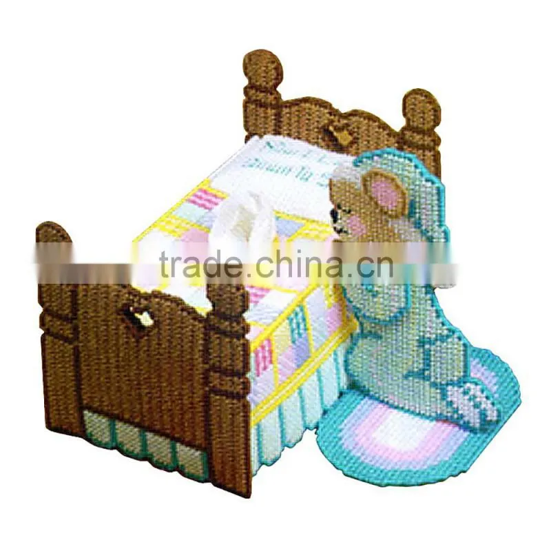 Tissue Wholesale Box Multicolor Pray Bear Bed Pattern Hand Made Cross-Stitch Kits Supplies
