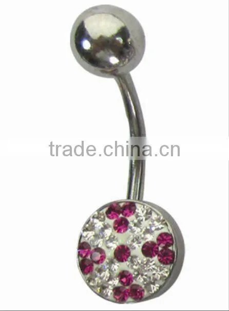 Stainless steel crystal body jewelry orange