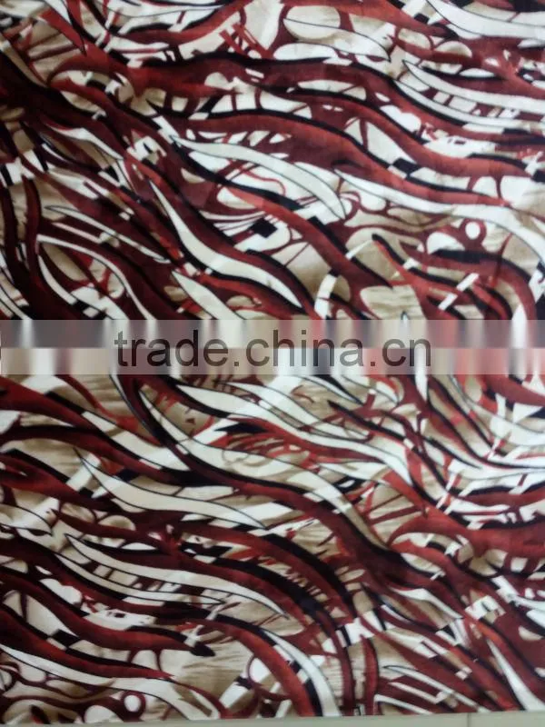2014 New design 100% polyester printed KS four way stretch velvet fabric,dress and upholstery cover fabric
