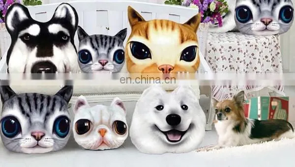 Cheap cartoon 3d printing decorative dog pillow custom cute soft plush animal shaped car seat cushion