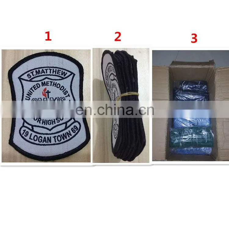 Uniform Emblems fabric Garment Woven Badge with Custom Logo