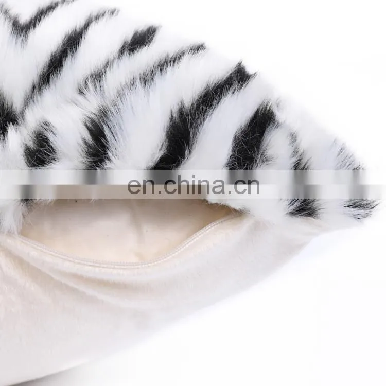 Home decorative cushion faux fur micro plush throw pillow cutting cover geometric figure
