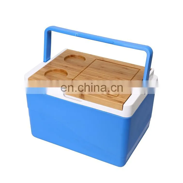 11L pu foam Food grade OEM insulated outdoor picnic cooler box with wooden lid portable cooler box wholesale eco friendly Gint