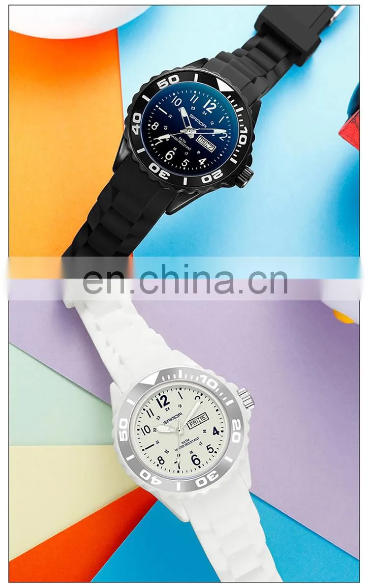 Sanda 1053 Designer Women Quartz Wrist Watch Resin Strap Luminous Waterproof Fashion Analog Watches Ladies