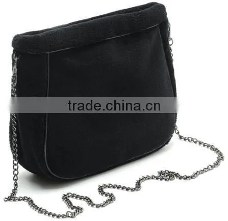 High quality OEM Fleece cosmetic hand bag,black makeup travel pouch,toiletry travel vanity artist bag