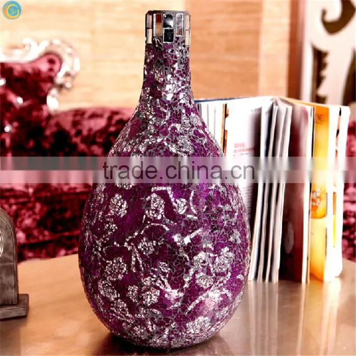 crack mirrored mosaic vase with decoration