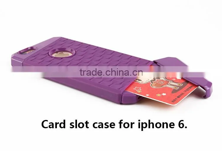 Credit card pocket TPU and PC mobile phone cover for iphone 6 plastic case for iphone 6 case