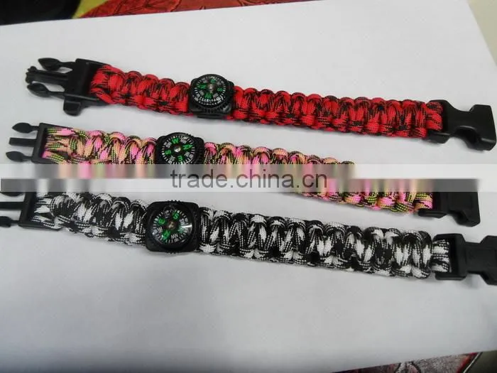 fashion paracord survival bracelet with compass