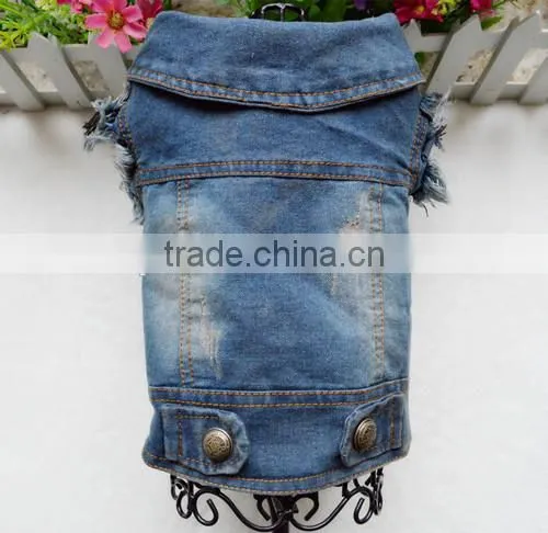 Retro-scratched grain cowboy dog clothes small spring/summer/autumn Teddy bear vest pet clothing