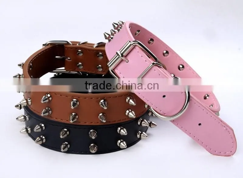 Wholesale nail bullet pet collars double row dog collar