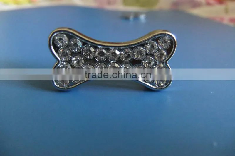 Compet Produce 10mm Rhinestone Promotional Gifts Zinc Alloy Slide Bone Charms for Dog Collars & Human Bracelets