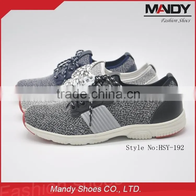 2016 Hot sale oem customize shoes comfortable rubber sole flyknit sport shoes