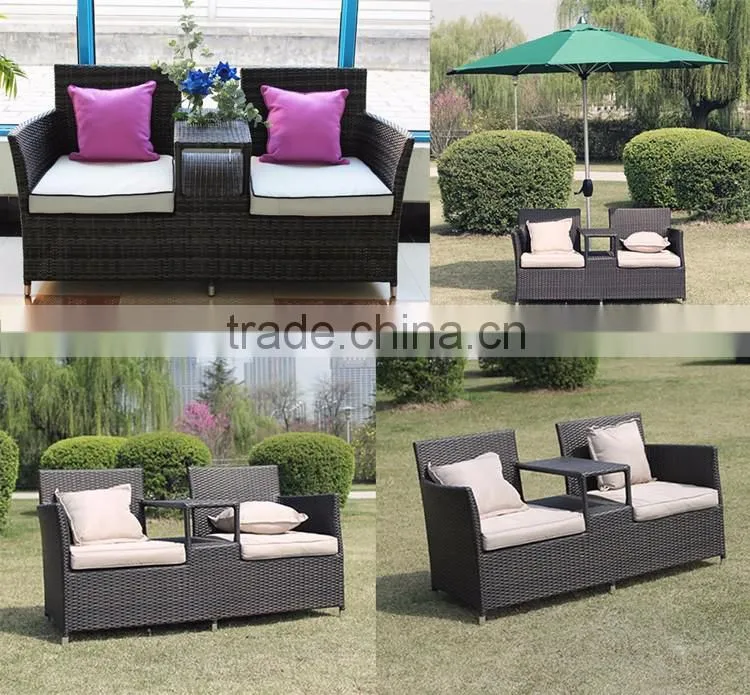 Classical New Design Outdoor Leisure Double Couple Cushions For Cheap Wicker Rattan Chair
