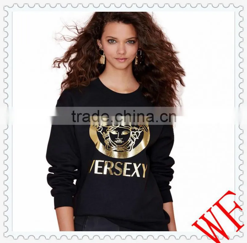 2014 alibaba China Cotton/Polyester Fashion women hoody black pullover girl hoody