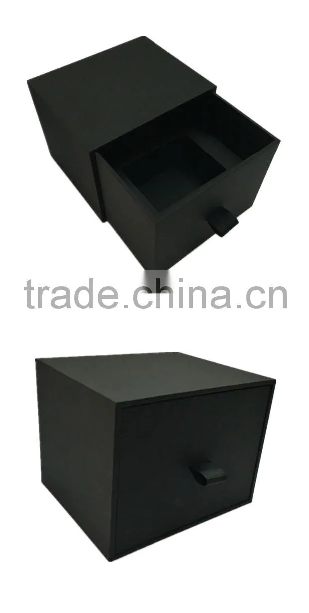 Wholesale Black Paper Wrapped Sliding Wooden Watch Box