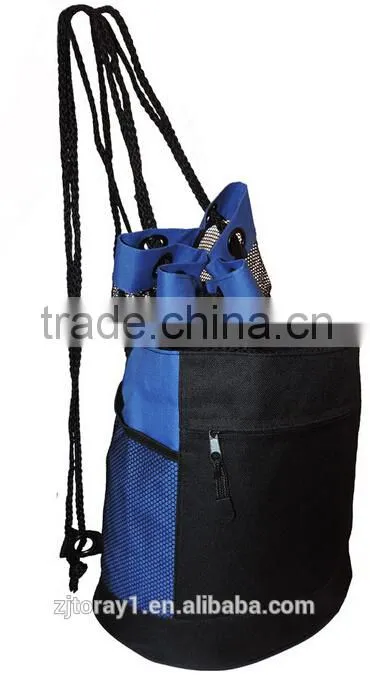 Mesh Nylon Drawstring Laundry Bag With Zippered Pockets