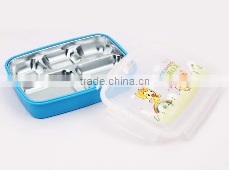take away stainless steel metal body covered with PP plastic food storage container set