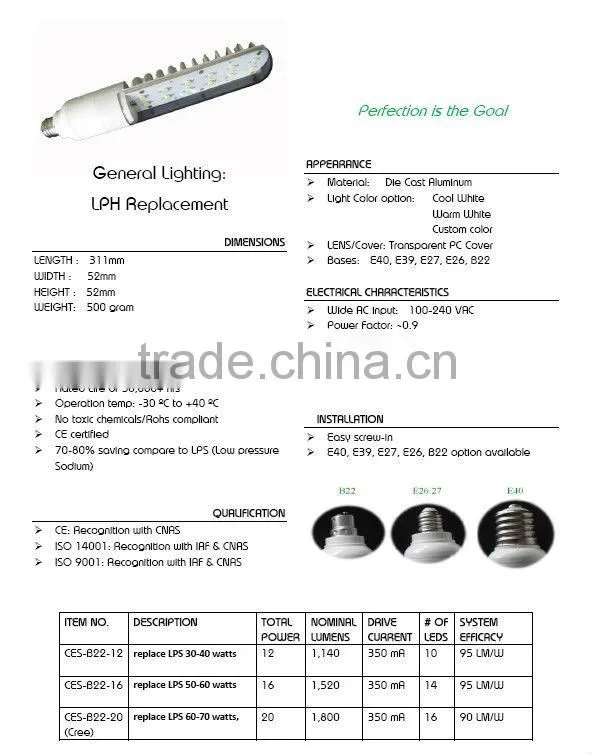 SOX Low Pressure Sodium Lamps
