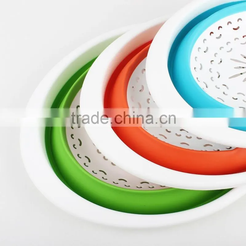 Portable round customized colorful food grade plastic Collapsible Basket