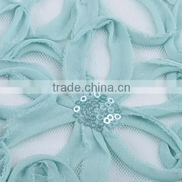 sequins chiffon ribbon circle embroidery design for girl dress